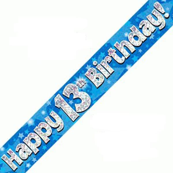 (image for) Happy 13th Birthday Blue Holographic Banner