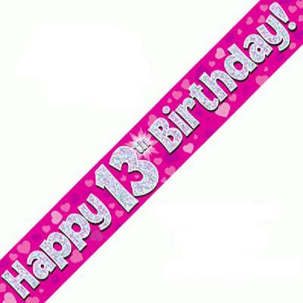 (image for) Happy 13th Birthday Pink Holographic Banner