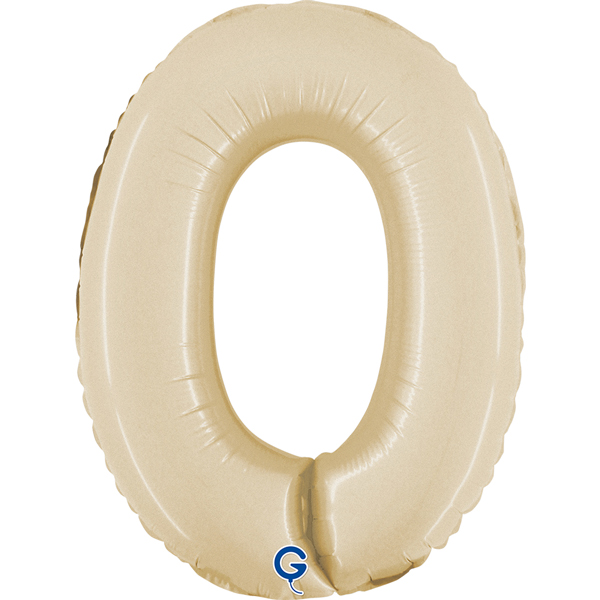14" Satin Cream Number 0 Air Fill Foil Balloons