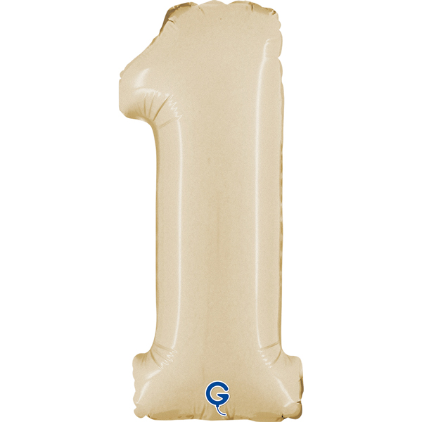 14" Satin Cream Number 1 Air Fill Foil Balloons