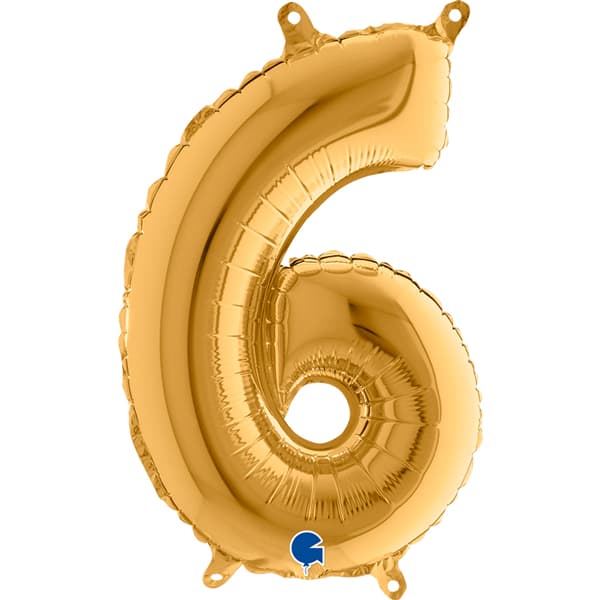 (image for) 14" Grabo Gold Number 6 Air Fill Balloons