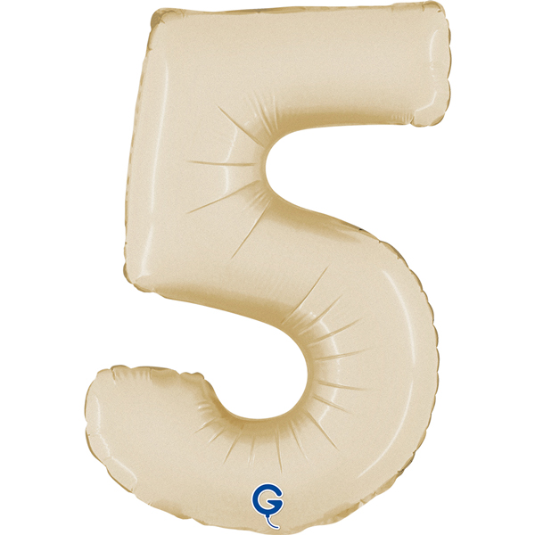 14" Satin Cream Number 5 Air Fill Foil Balloons