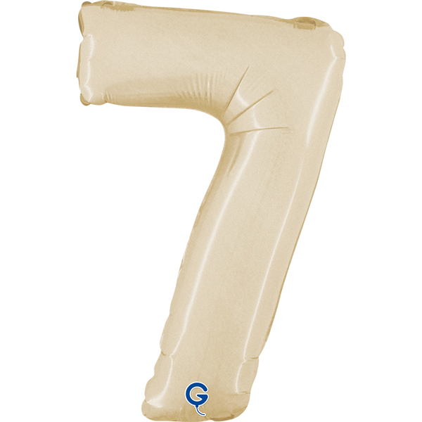 14" Satin Cream Number 7 Air Fill Foil Balloons