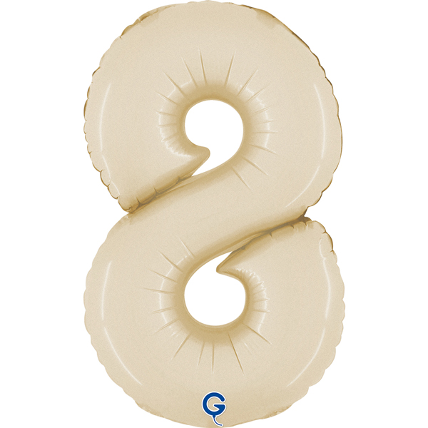 14" Satin Cream Number 8 Air Fill Foil Balloons