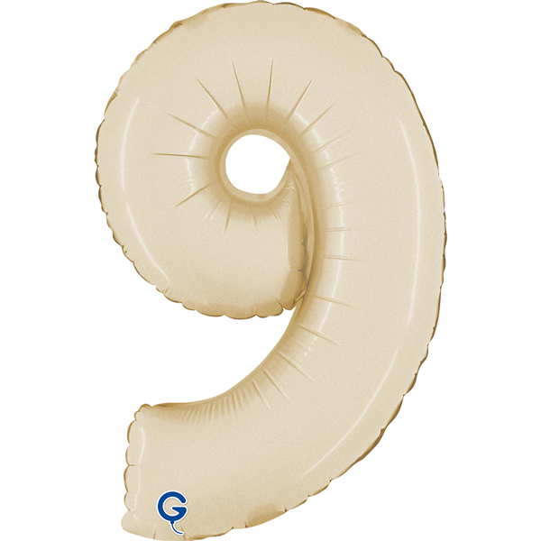 14" Satin Cream Number 9 Air Fill Foil Balloons