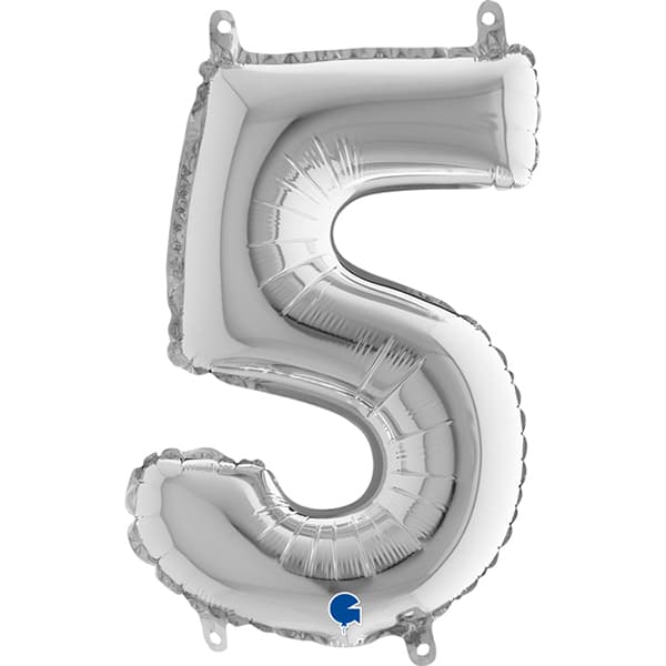 (image for) 14" Grabo Silver Number 5 Air Fill Balloons