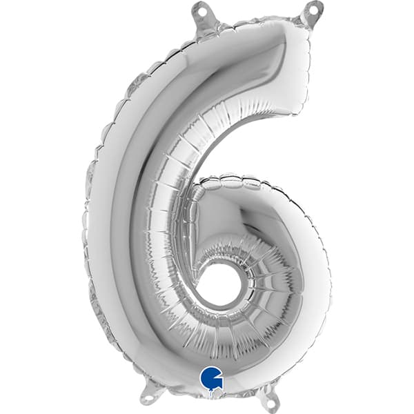 (image for) 14" Grabo Silver Number 6 Air Fill Balloons