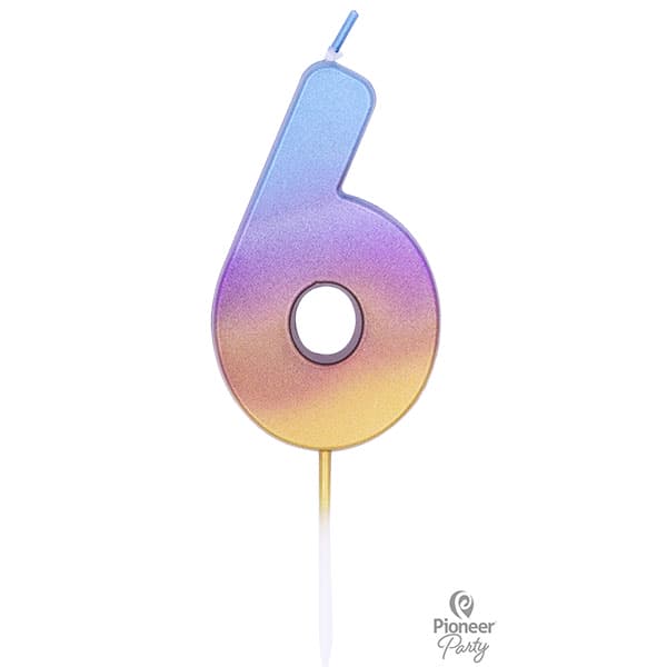 (image for) Rainbow Ombre Number 6 Candle