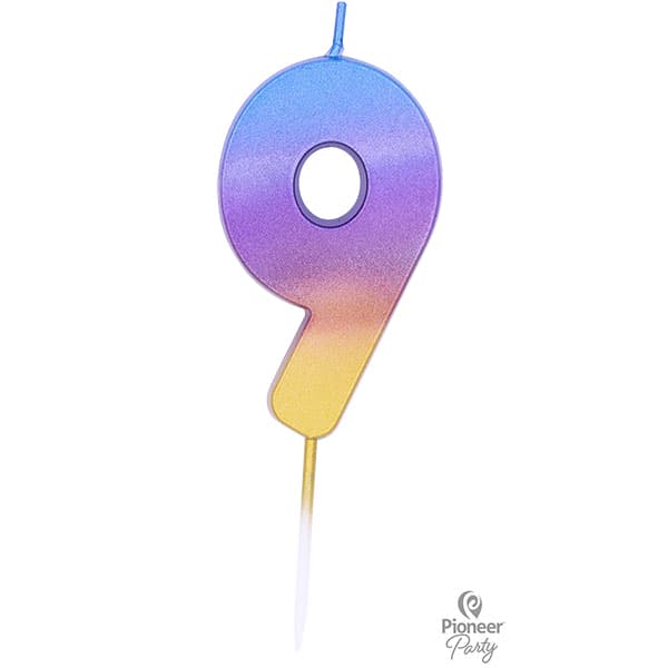 (image for) Rainbow Ombre Number 9 Candle