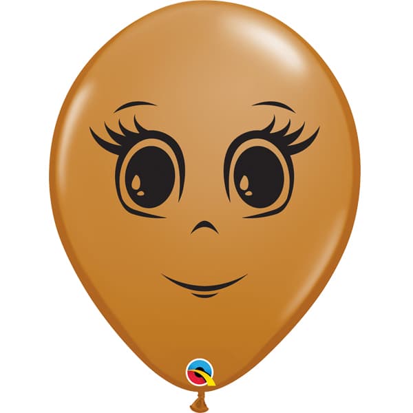 (image for) 16" Feminine Face Mocha Brown Latex Balloons 50pk