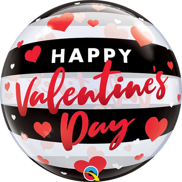 (image for) 22" Valentines Day Black Stripes Bubble Balloons