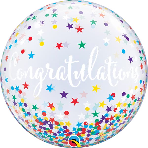 (image for) 22" Congratulations Confetti Stars Single Bubble Balloons