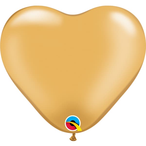 (image for) 6" Gold Heart Latex Balloons 100pk