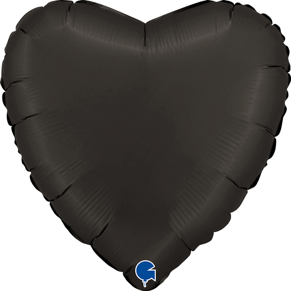 (image for) 18" Grabo Satin Black Heart Foil Balloons