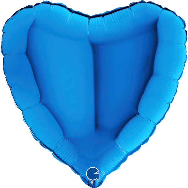 (image for) 18" Grabo Metallic Blue Heart Foil Balloons