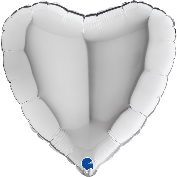 (image for) 18" Grabo Metallic Silver Heart Foil Balloons