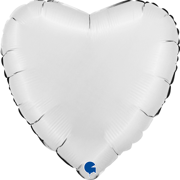 (image for) 18" Grabo Satin White Heart Foil Balloons