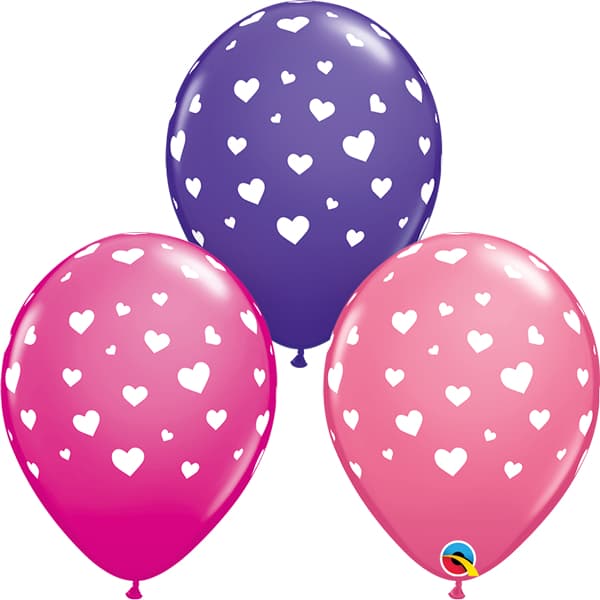 (image for) 11" Random Hearts-A-Round Latex Balloons 25pk