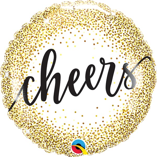 (image for) 18" Cheers Gold Glitter Dots Foil Balloons