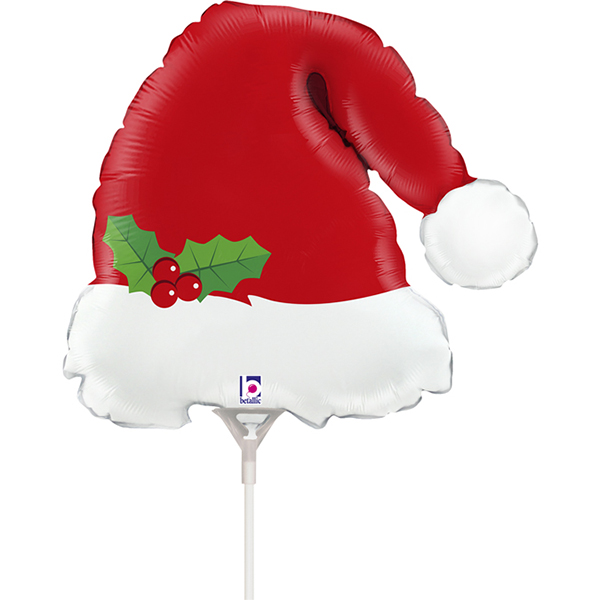 (image for) 14" Christmas Santa Hat Air Fill Foil Balloons