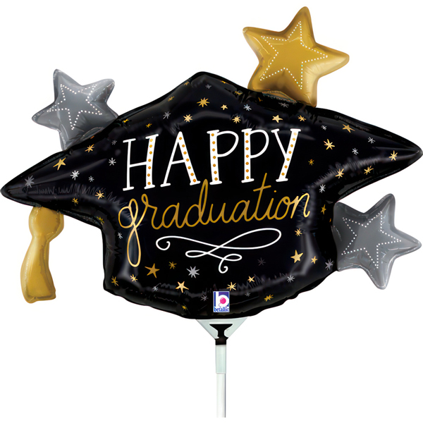 (image for) 14" Satin Metallic Grad Hat Air Fill Balloons