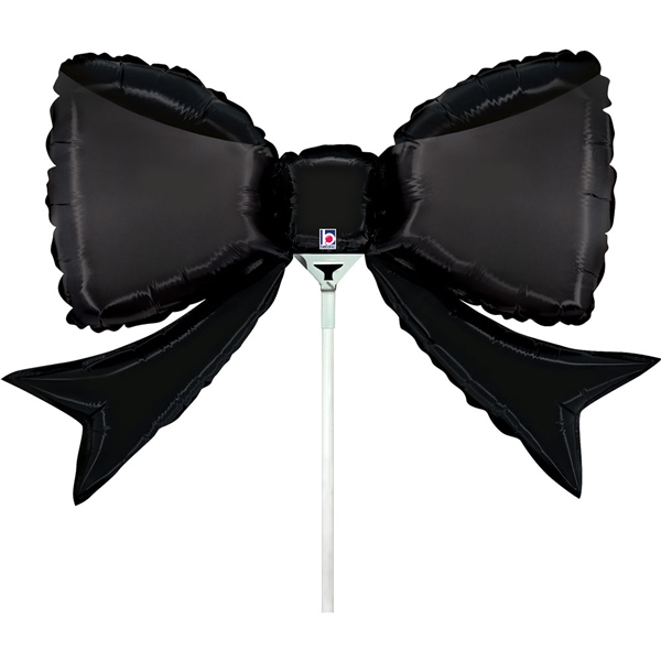 14" Black Bow Air Fill Foil Balloons