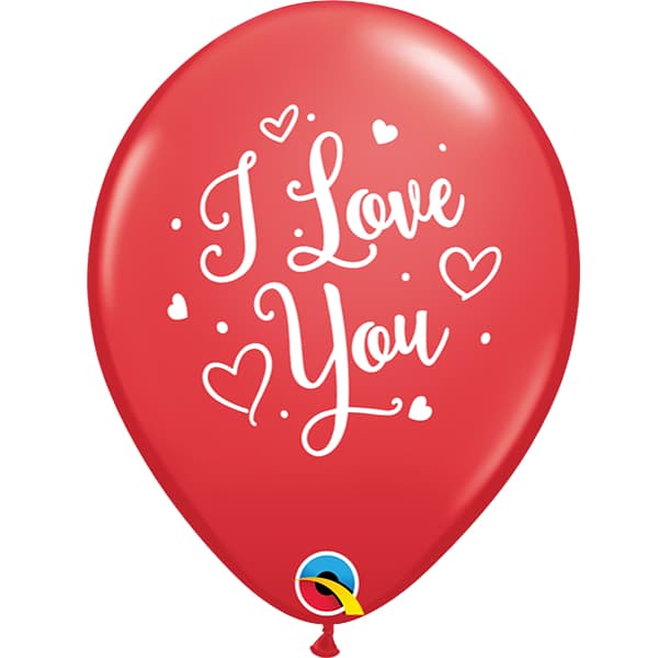 (image for) 11" I Love You Hearts Script Latex Balloons 6pk