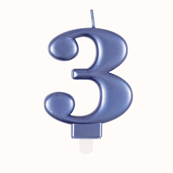 (image for) Metallic Blue Number 3 Candle