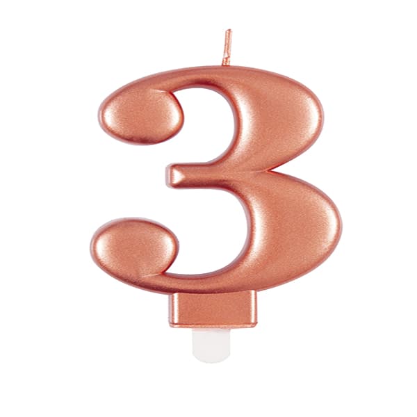 (image for) Metallic Rose Gold Number 3 Candle