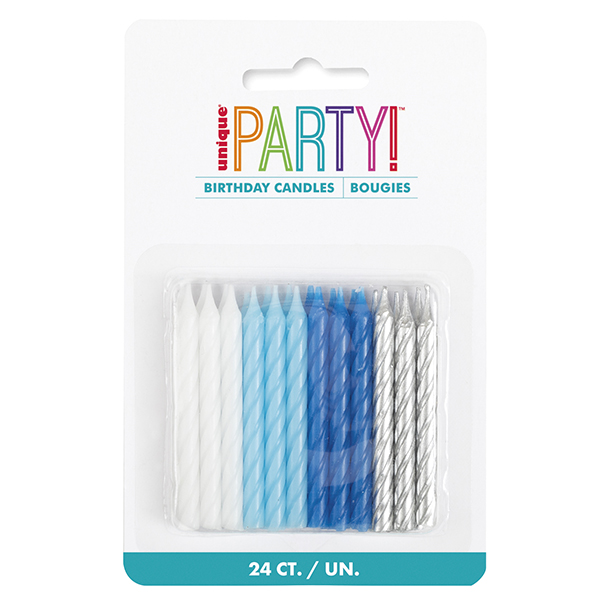 Blue Mix Party Candles 24pk