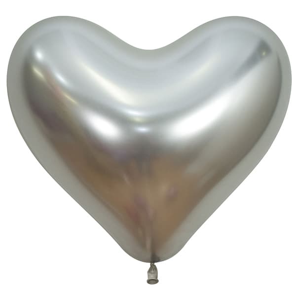 (image for) 14" Reflex Silver Heart Shaped Latex Balloons 50pk