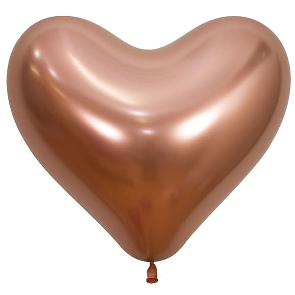 (image for) 14" Reflex Rose Gold Heart Shaped Latex Balloons 50pk