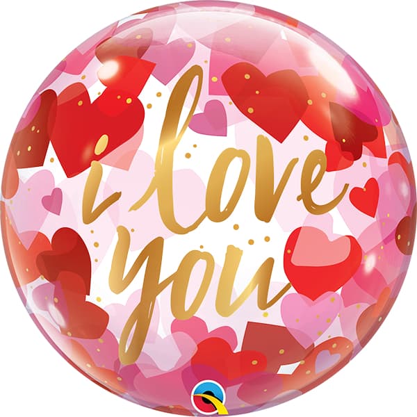 (image for) 22" I Love you Paper Hearts Single Bubble Balloons