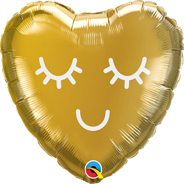 (image for) 9" Gold Eyelashes Face Air Fill Balloons