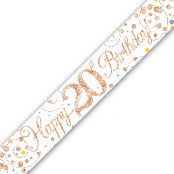 (image for) Sparkling Fizz Happy 20th Birthday Holographic Banner