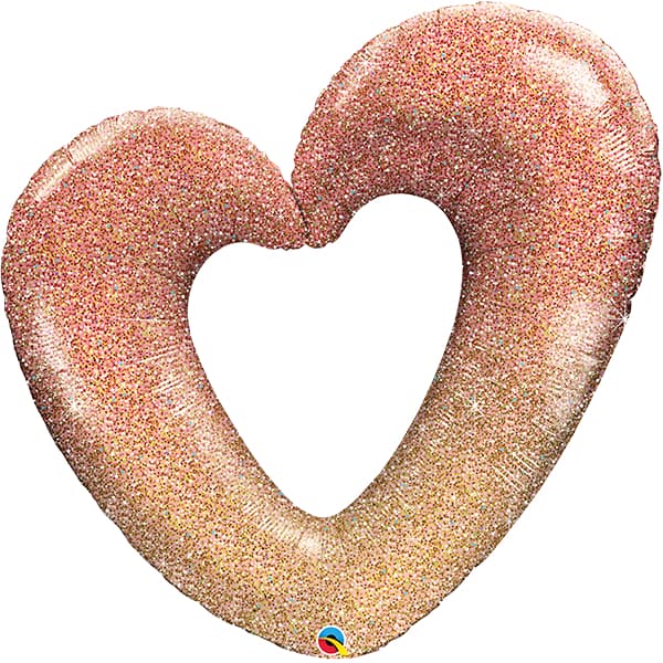 (image for) 42" Rose Gold Glitter Ombre Heart Supershape Balloons