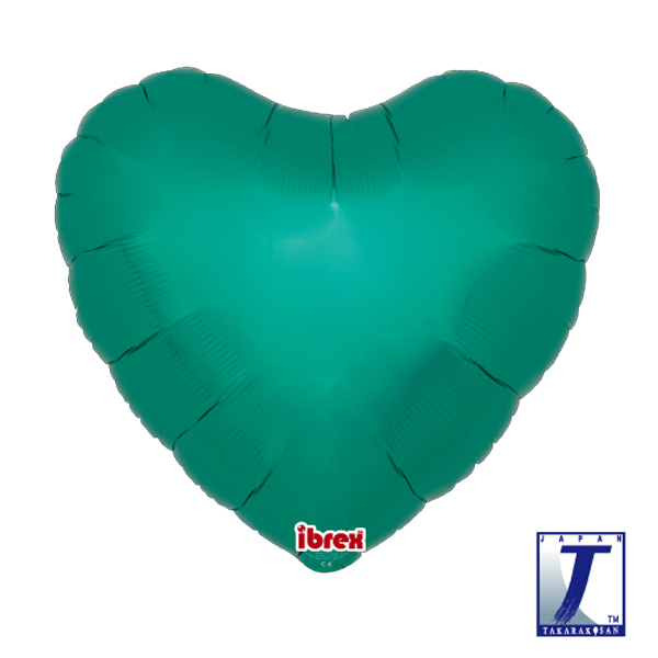 (image for) 14" Metallic Green Heart Foil Balloons Pack Of 5