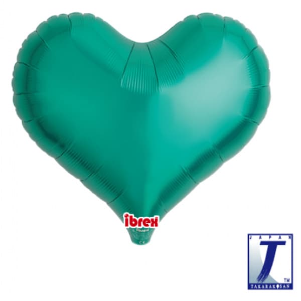 (image for) 14" Metallic Green Jelly Hearts Foil Balloons Pack Of 5