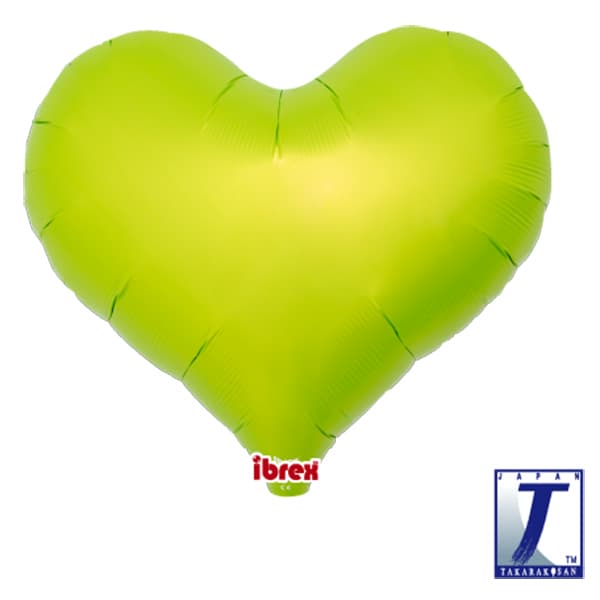 (image for) 14" Metallic Lime Green Jelly Heart Foil Balloons Pack of 5