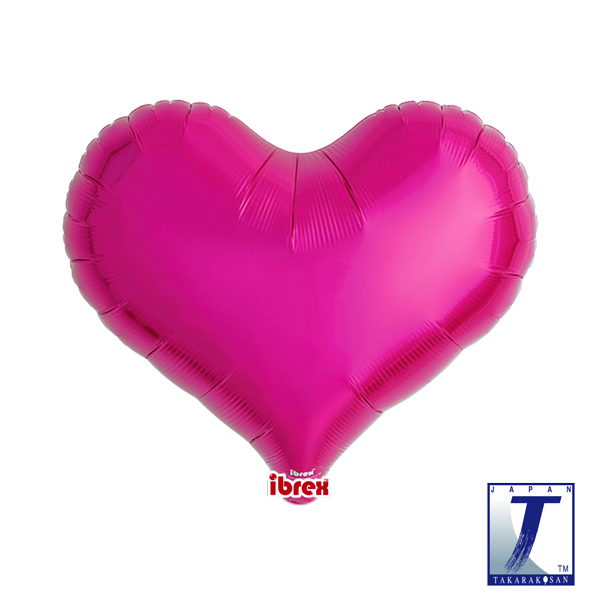 (image for) 14" Metallic Magenta Jelly Hearts Foil Balloons Pack of 5