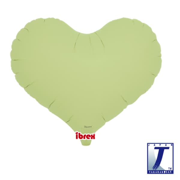 (image for) 14" Matte Pastel Green Jelly Heart Foil Balloons Pack of 5