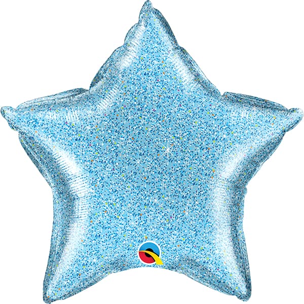 (image for) 20" Light Blue Glittergraphic Star Foil Balloon