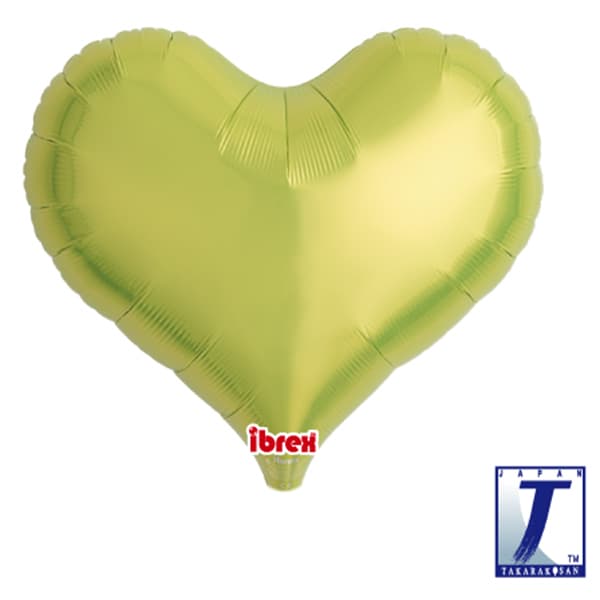 (image for) 18" Metallic Lime Green Jelly Heart Foil Balloons Pack of 5