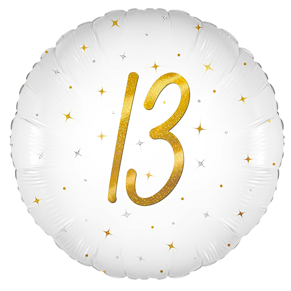 18" Elegant Sparkle White 13 Holographic Foil Balloons