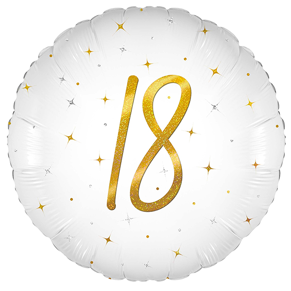 18" Elegant Sparkle White 18 Holographic Foil Balloons