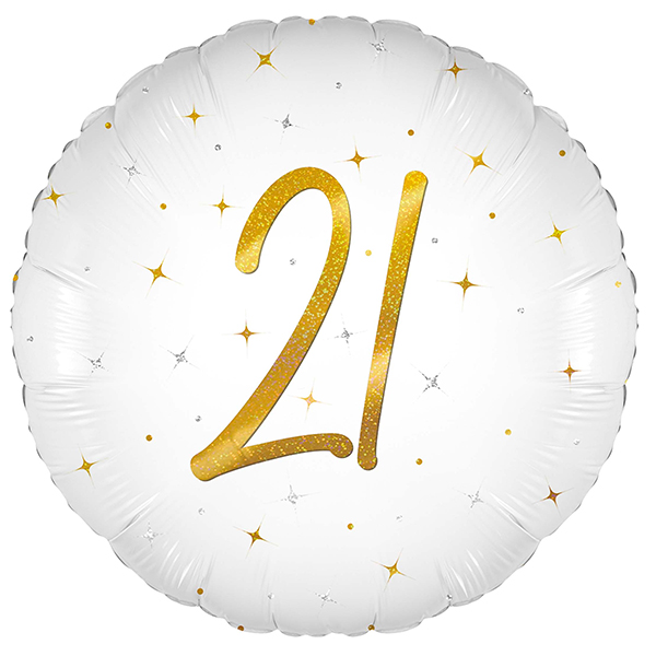18" Elegant Sparkle White 21 Holographic Foil Balloons