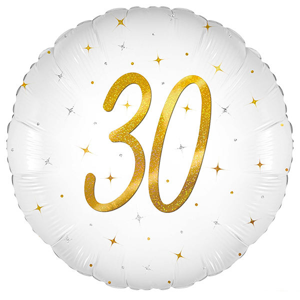 18" Elegant Sparkle White 30 Holographic Foil Balloons