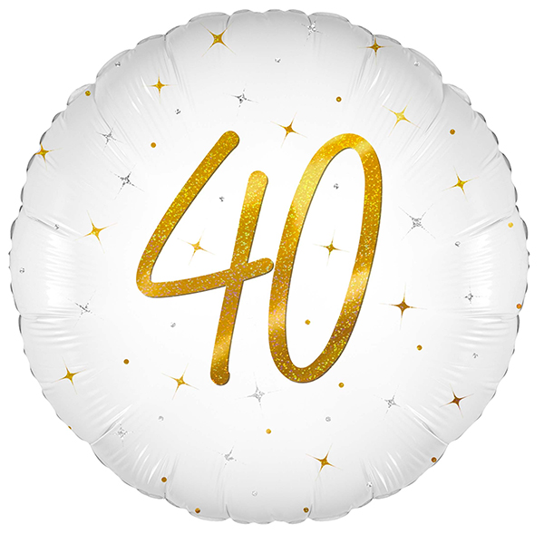 18" Elegant Sparkle White 40 Holographic Foil Balloons