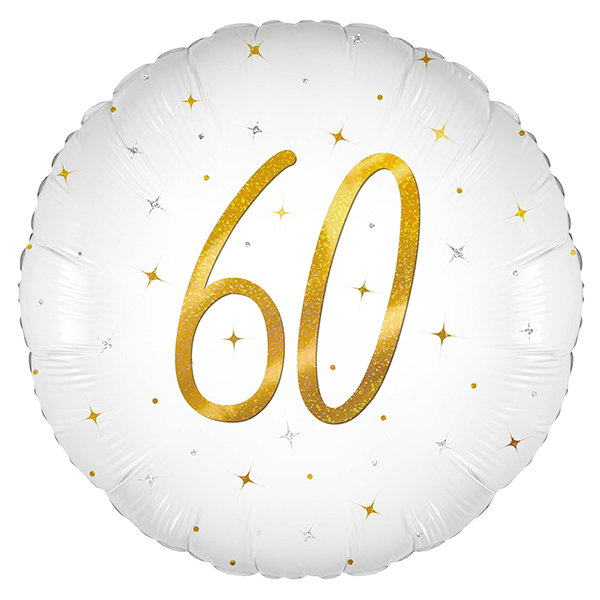 18" Elegant Sparkle White 60 Holographic Foil Balloons