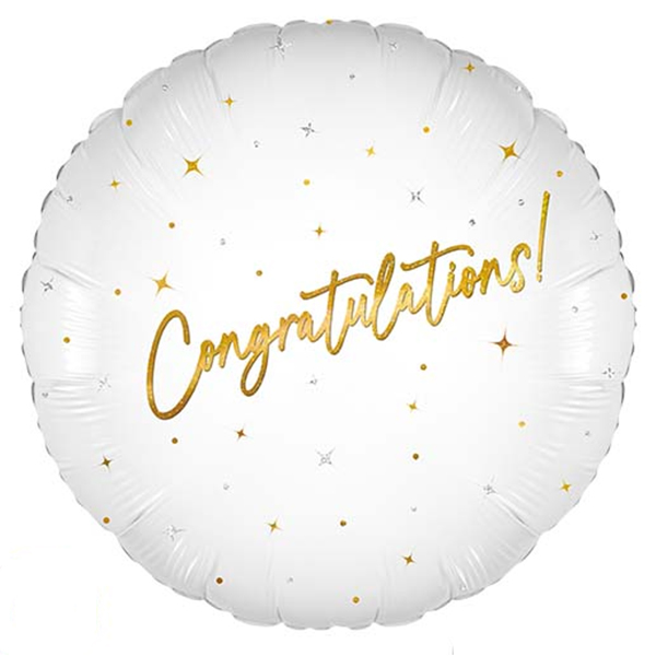 (image for) 18" Elegant Sparkle White Congratulations Holographic Foil Balloons